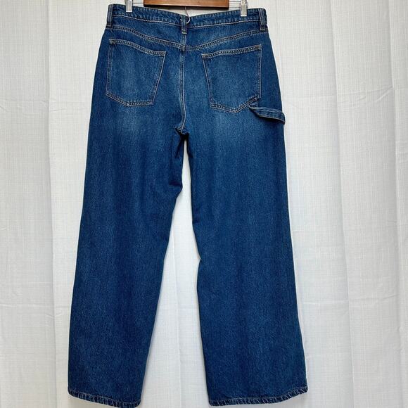 Forever 21 Straight Wide Leg Carpenter Jeans High Rise Utility Denim Sz: 31 - Picture 3 of 11